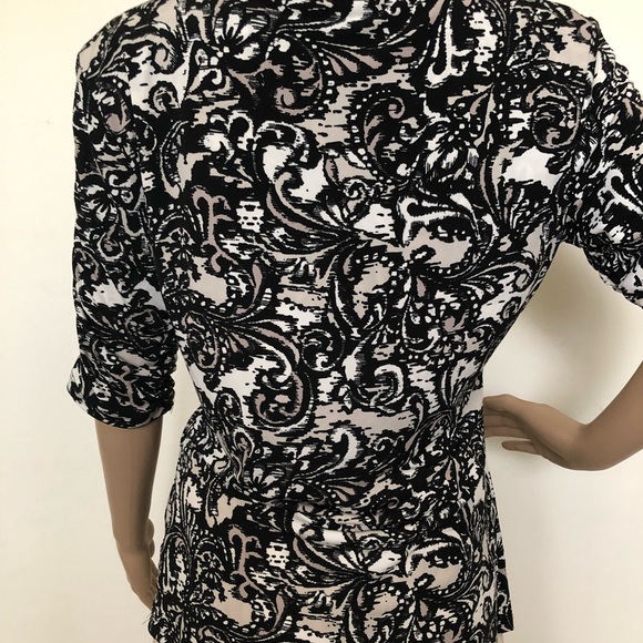 STYLE & CO Womens Top Size Medium Stretch Faux Crossover Ruched Elbow Sleeves - Picture 9 of 9